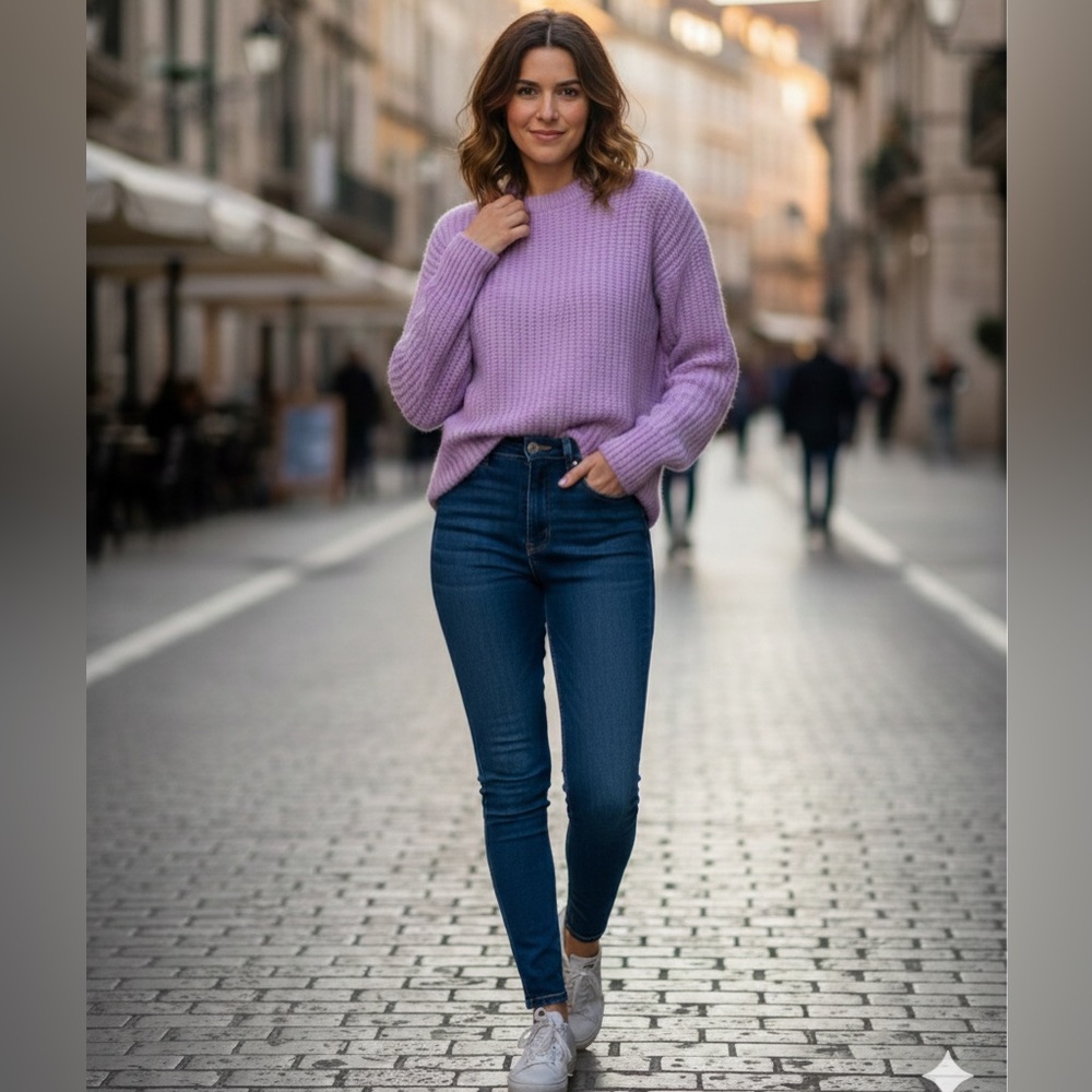 Zara Lilac Crew Neck Sweater